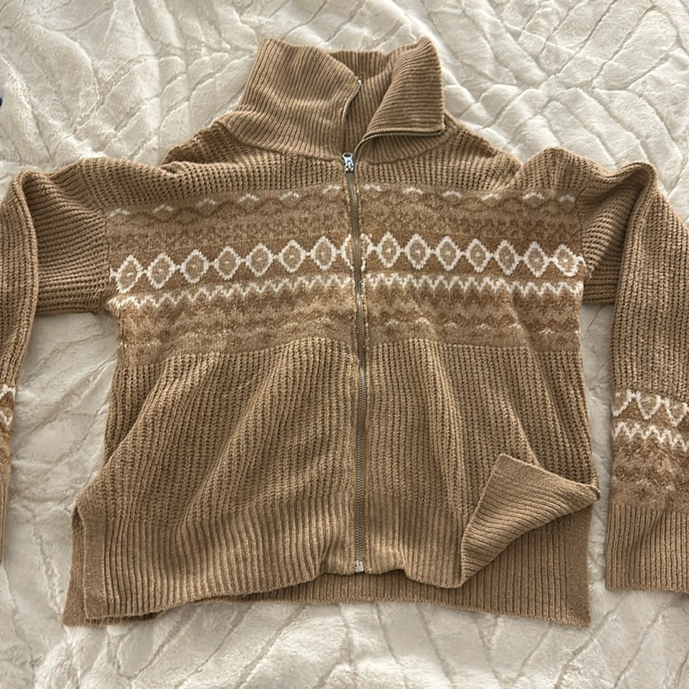 Zip up turtleneck sweater